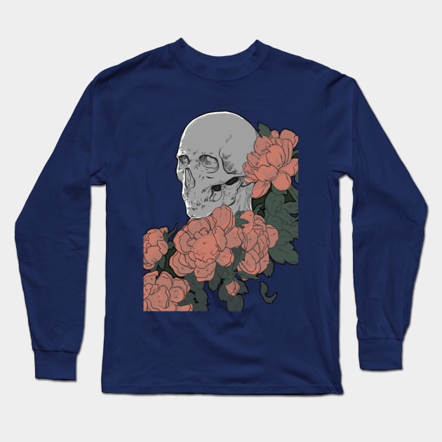 Skull and flowers Long Sleeve T-Shirt by aline_rainbow